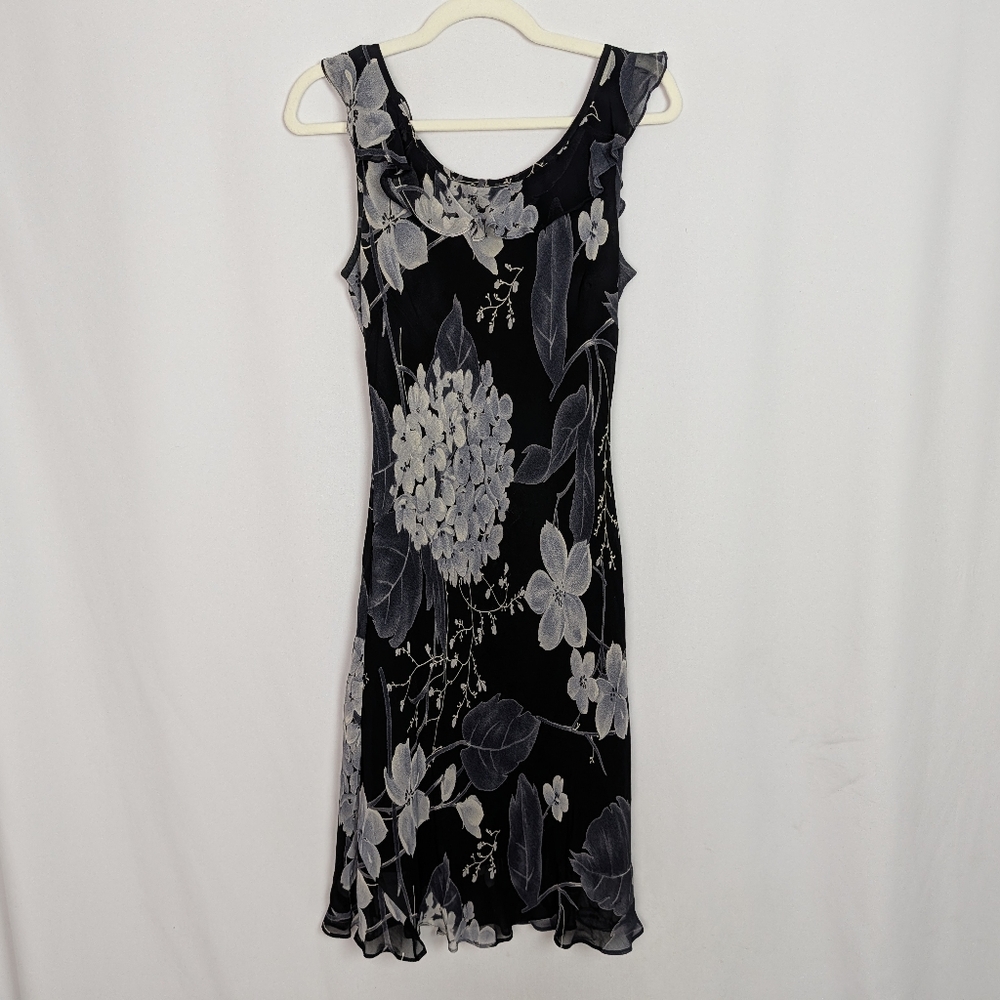 90s Y2K Eva Blue Floral Ruffle Dress